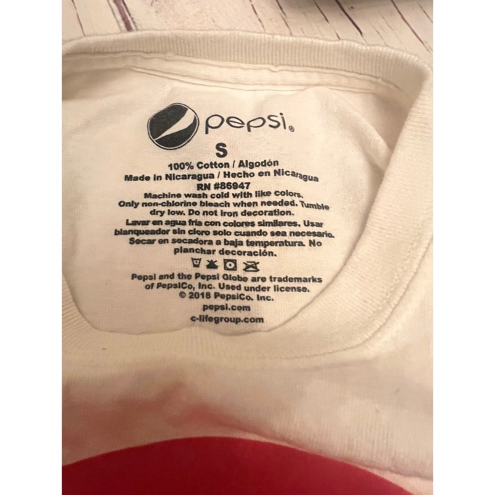 Pepsi Graphic Crop Top T-Shirt White Cotton Short Sleeve Raw Hem Small - Picture 6 of 6